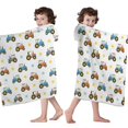 thumbnail image 4 of Cartoon Tractors Stars White Pattern Hooded Bath Towel，60"x35" for Ages 3 To 12 Kids, Quick Dry Lightweight Soft Microfiber Hood Beach Towel Cover Up for Kids, 4 of 7