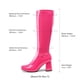thumbnail image 4 of Botas DREAM PAIRS Gogo Altas hasta la Rodilla con Punta Cuadrada en Rosa Fucsia, 4 of 9