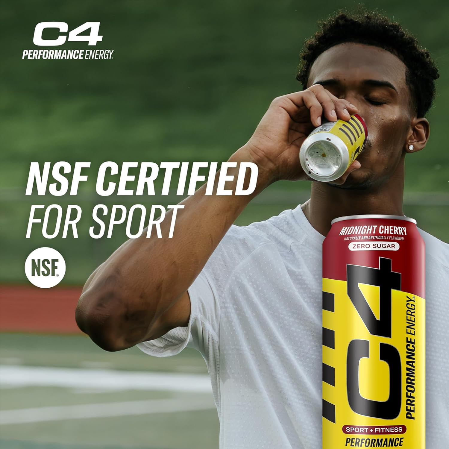 C4 Performance Energy Drink, Midnight Cherry, Zero Sugar, Carbonated, 16 fl oz Can (12 Pack)