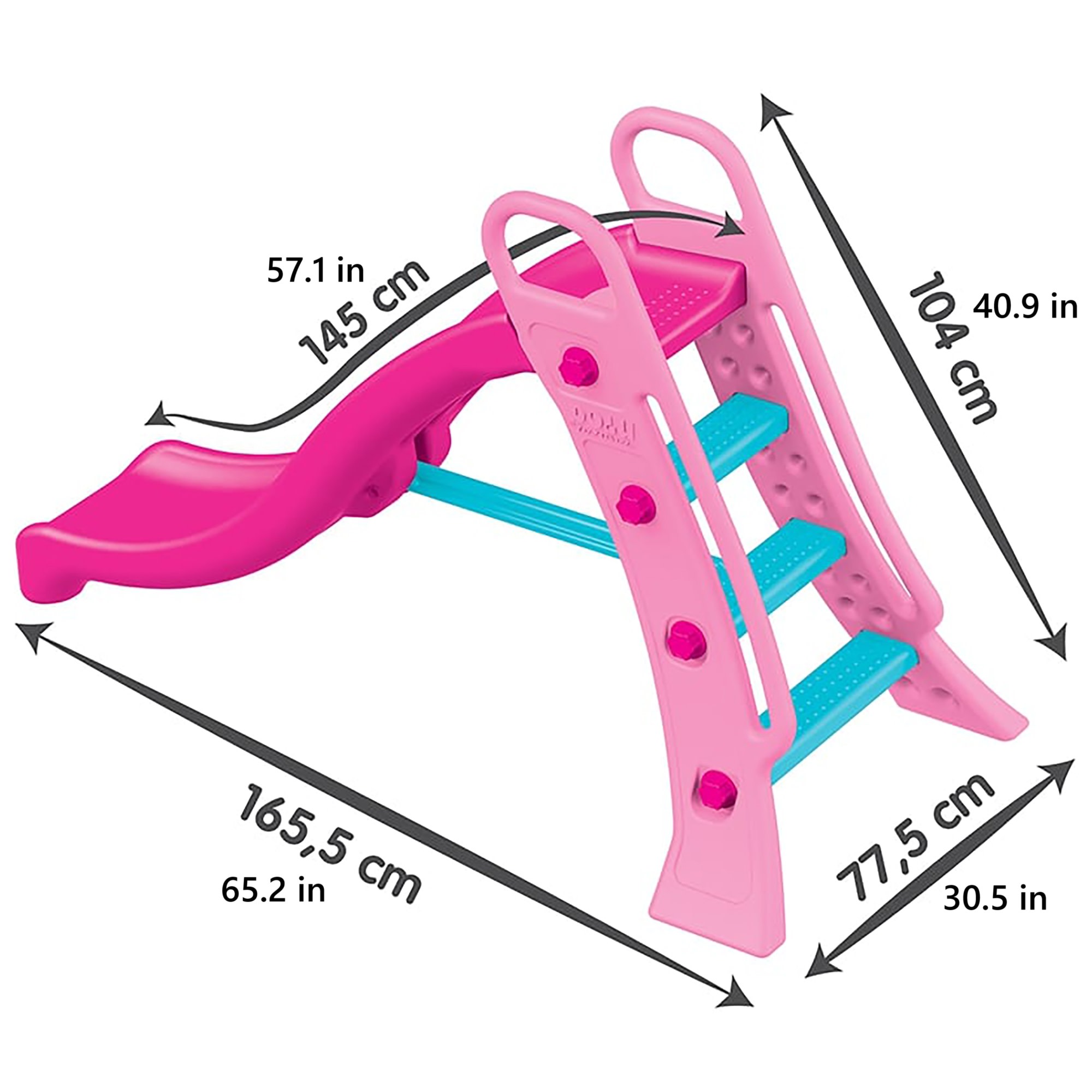 Dolu: Big Water Slide - Unicorn - Pink & Blue, Hose Hookup, 3 Step Ladder, Wet & Dry, Indoor-Outdoor, Plastic Playground Equipment Toy, Kid-Toddler 2+