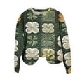 thumbnail image 2 of Xuyuer St. Patrick's Day Round Neck Sweatshirt for Women Lucky Shamrock Long Sleeve Shirt Ireland Gift Clover Print Fit Casual Pullover Fashion Loose Tops, 2 of 5