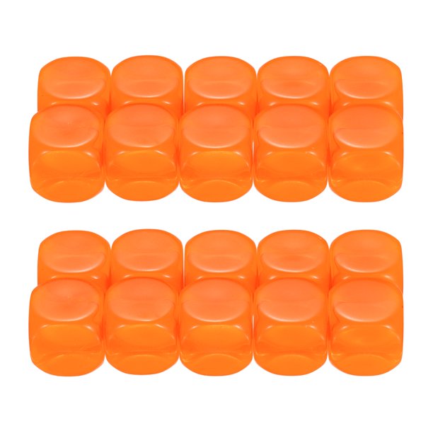 Dados Acrílicos Transparentes de 16 mm en Blanco, 20 Pcs Dados de Juego Estándar con Esquinas Redondeadas para Juegos de Mesa, Naranja