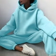 thumbnail image 5 of LYXSSBYX Womens 2 Piece Outfit for Fall Clearance Women Casual Solid Color Two Piece Long Pants Hooded Pullover Long Sleeve Sweatshirts Sets, 5 of 8