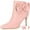 Pink, variant on Women's Pointy Toe Bow Stiletto Heel Ankle Boots Black US 9