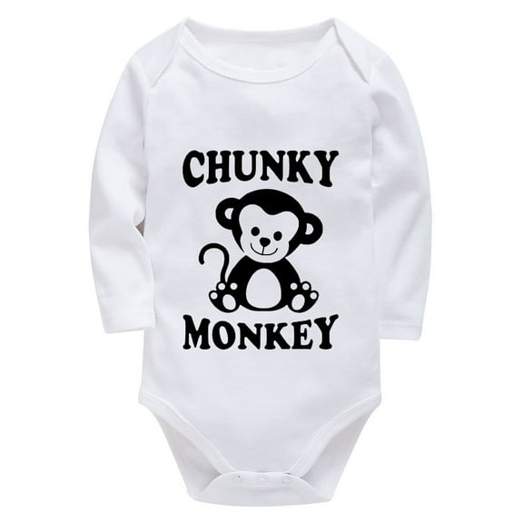 Chunky Monkey Newborn Going Home Outfit Boy Long Sleeve Neutral Baby Outfits White Boy Outfits