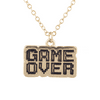 Lux Accessories Gold Tone Game Over Gamer Girl Video Games Font Pendant Necklace