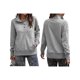 thumbnail image 3 of Sudadera Informal de Larga para Mujer, Cuello Alto, Botones y Cordón Ajustable Gris L, 3 of 7