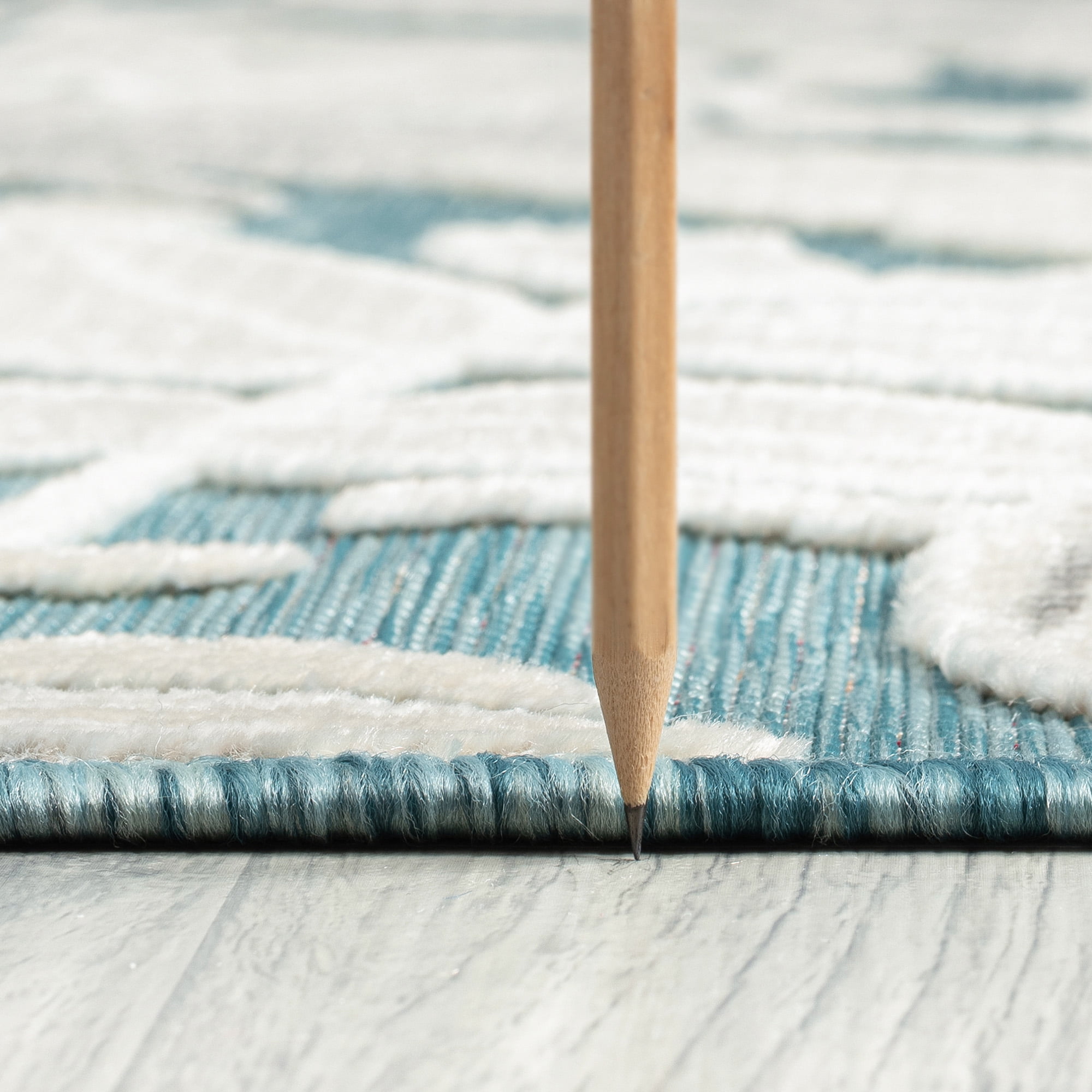 2x3 Water Resistant, Small Indoor Outdoor Rugs for Patios, Front Door Entry, Entryway, Deck, Porch, Balcony | Outside Area Rug for Patio | Aqua, Floral | Size: 1'11'' x 3'