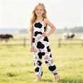 thumbnail image 6 of Toddler Girls Cow Print Jumpsuit Sleeveless Overalls Kids Spaghetti Strap Pants with Pockets Brown 3 5-6 Years, 6 of 9