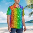 thumbnail image 5 of Balery Glitter Rainbow Print Men's Hawaiian Shirts Short Sleeve Beach Shirt Relaxed Fit Vacation Button Down Shirts-X-Large, 5 of 9