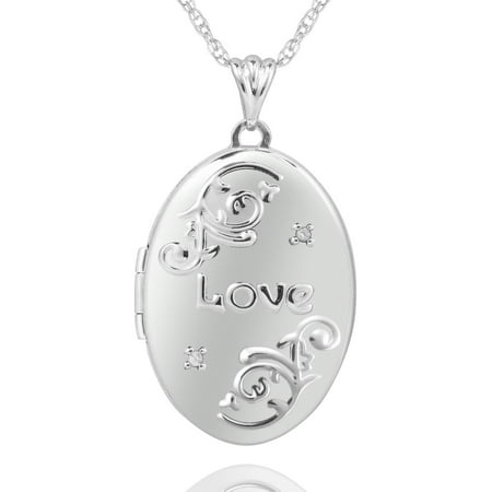 Precious Moments Sterling Silver Diamond Accent Love Locket with Chain, 18