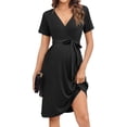 thumbnail image 2 of Ekouaer Women Short Sleeve Maternity Nursing Dress Casual V Neck Breastfeeding Loungewear Ribbed Knit Pregnancy Dresses S-XXL, 2 of 5
