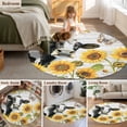 thumbnail image 5 of Round Rug 5Ft Washable Non-Slip, Retro Farmhouse Floral Circle Area Rugs for Living Room Bedroom, Yellow Sunflowers Cows Butterfly Wood Indoor Floor Mats Carpet Runner for Home Decor Aesthetic, 5 of 8
