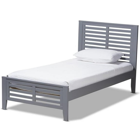 Bowery Hill Twin Slat Platform Bed in Gray