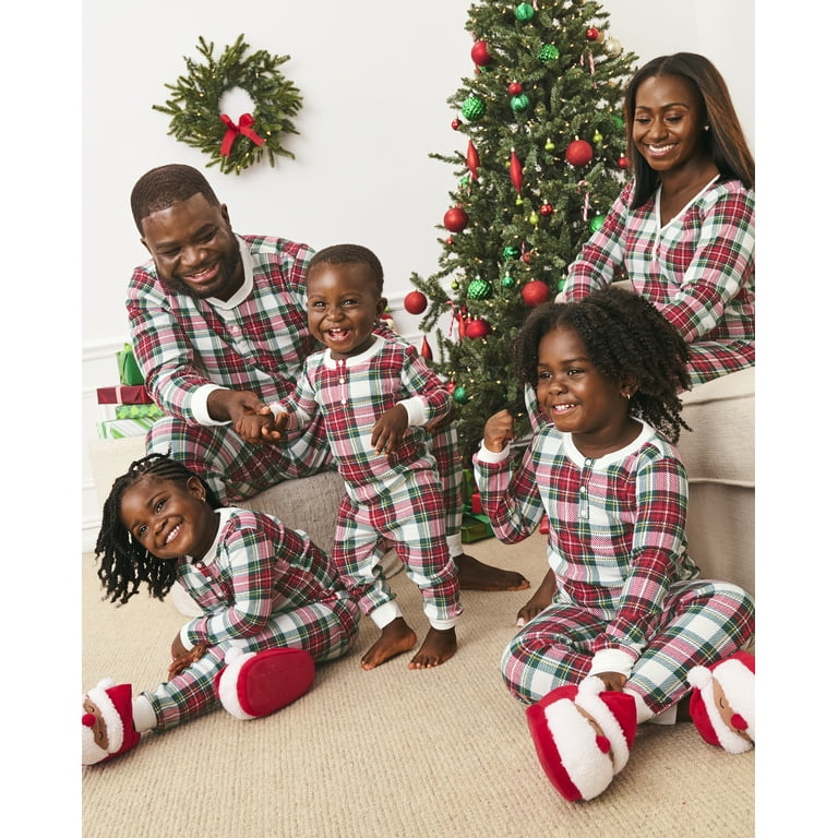 The Children s Place Kids Unisex Long Sleeve Red Tartan Plaid Pajamas Sizes 4 16