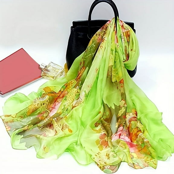 Boho Large Gauze Shawl Flower Print Oversized Scarf Thin Breathable Bikini Cover Up Sunscreen Wraps Women Travel Beach Towel