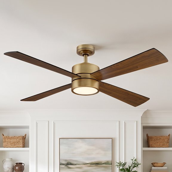 Parrot Uncle Farmhouse 52" Brass RGB LED Ceiling Fan with Remote and APP Control