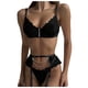 thumbnail image 1 of Gibobby Conjunto de lencería Lencería para mujer, enterizo de peluche con entrepierna a presión(Negro, G), 1 of 5