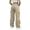 thumbnail image 5 of FAIWAD Cargo Pants Women Elastic High Waisted Lightweight Trousers Hiking Travel Streetwear with Pockets, 5 of 9