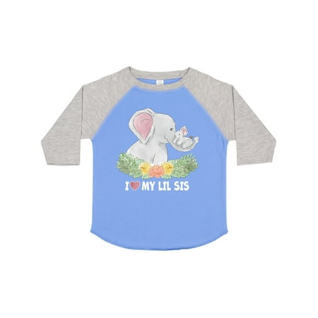 

Inktastic I Love My Lil Sis Elephants with Flowers Gift Toddler Boy or Toddler Girl T-Shirt