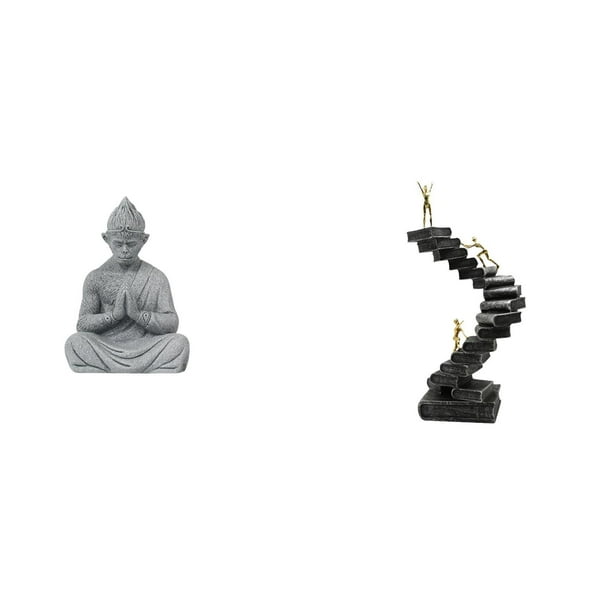 Estatua de mono,Estatua de Buda Mono para Interiores y Exteriores Budista,Estatua de escalera,Estatua de escalera con libros para escalar,decoración artística,Escultura de escalera de