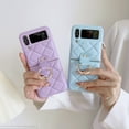 thumbnail image 4 of For Samsung Galaxy Z Flip 3 5G/Flip 4 Case Cover, Shockproof Luxury Leather Rhombic lattice Soft Flip Case Cover With Ring, 4 of 5