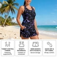 thumbnail image 5 of Xoenoiee Butterfly Music Note Print Women 2 Piece Tankini Swimsuits, Modest Bathing Suit Round Neck Swimwear with Sporty Swim Shorts Pockets, M, 5 of 7