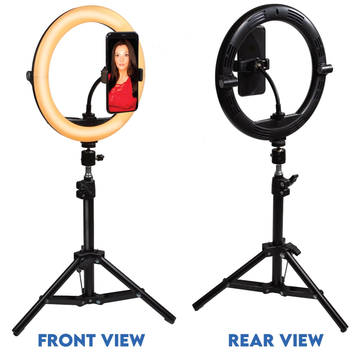 Dracast Halo Plus Series LED100 | Bi-Color 2700K - 5600K | Compact Foldable LED Video Ring Light | Mini Stand Kit