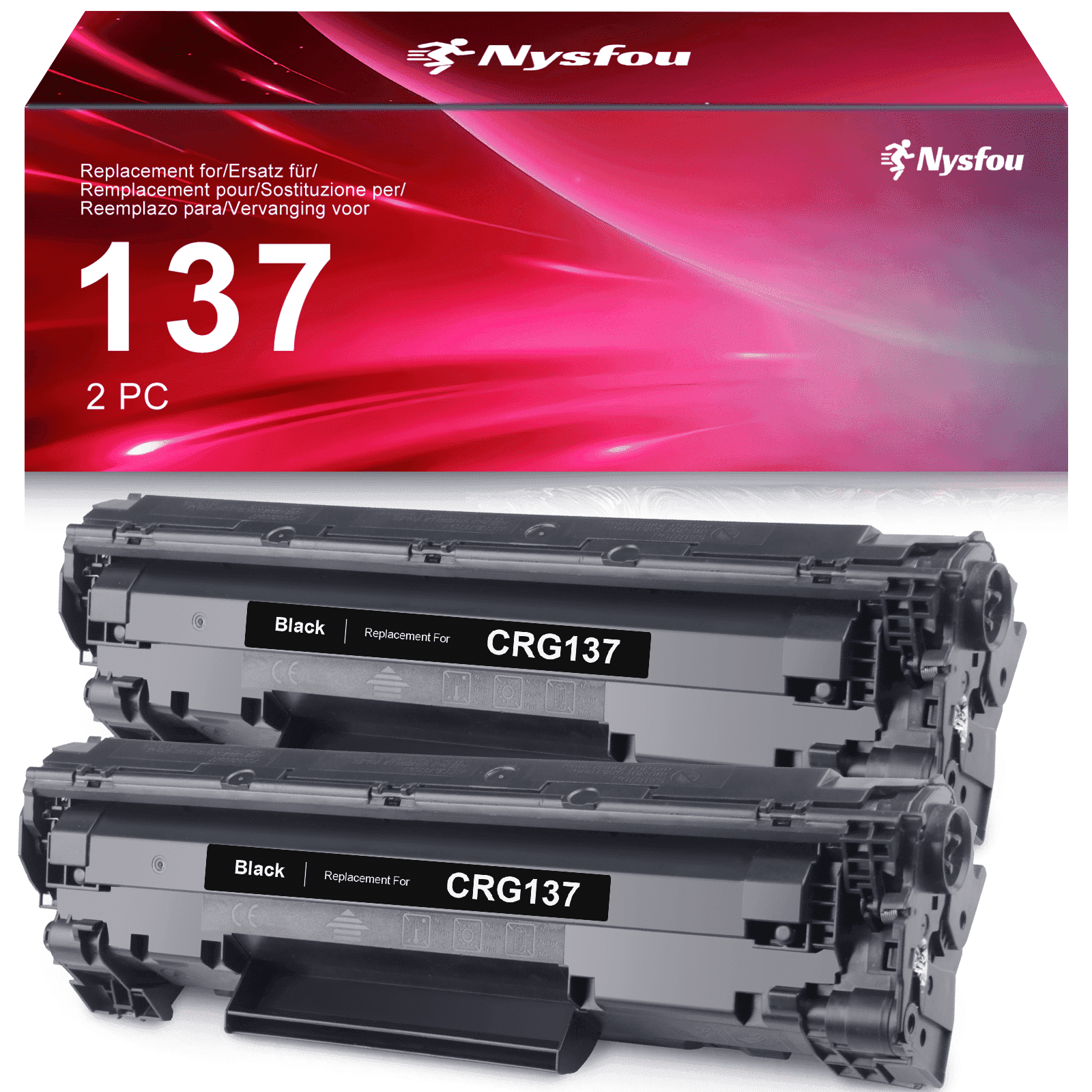 Vipink, Black Toner Cartridge 137, 2-Pack, for Canon imageCLASS MF