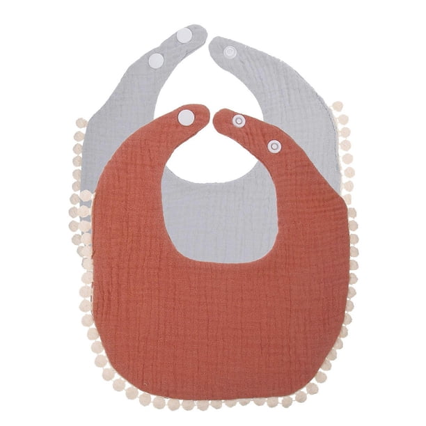 2Pcs Toddler Bibs For Babies Cotton Saliva Absorbent Crumpled Bibs Simple Design