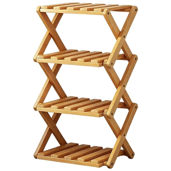 4 Tier Bamboo Shoe Rack,Portable Folding Shoe Storage Rack,Without Installation Small Shoe Rack Perfect for Corridors, Bedrooms and Small Spaces (1/2/3/4/5 Tier)