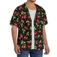 thumbnail image 4 of Xecao offers the Sweet Red Cherry for Men's Casual Short-sleeved Shirt, a button-up collared shirt with a pocket, perfect for beach vacations and yacht travel in the Medium size., 4 of 7