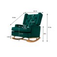 thumbnail image 7 of Lounge Accent Rocking Chair Upholstered Tall Back Rocker Chair Mid-Century Modern Rocking Armchair for Nursery, Living Room, Bedroom, with Solid PlyWood Frame and Rubber Wood Legs, Emerald, 7 of 7