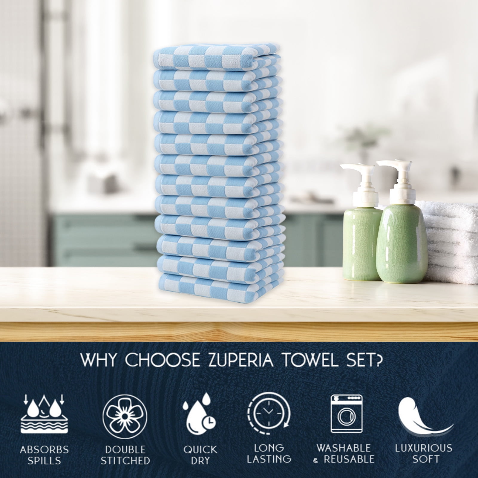 JOGZMZ Premium Soft Gauze Face Towels 12 Pack - Quick Dry, Highly Absorbent Polyester Towels for Bath, Spa, Beach