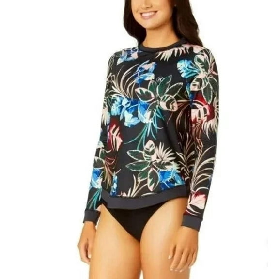 Hurley Swimwear Long Sleeve Sun Shirt Rash Guard Swimsuit Top Tropical M 1802660