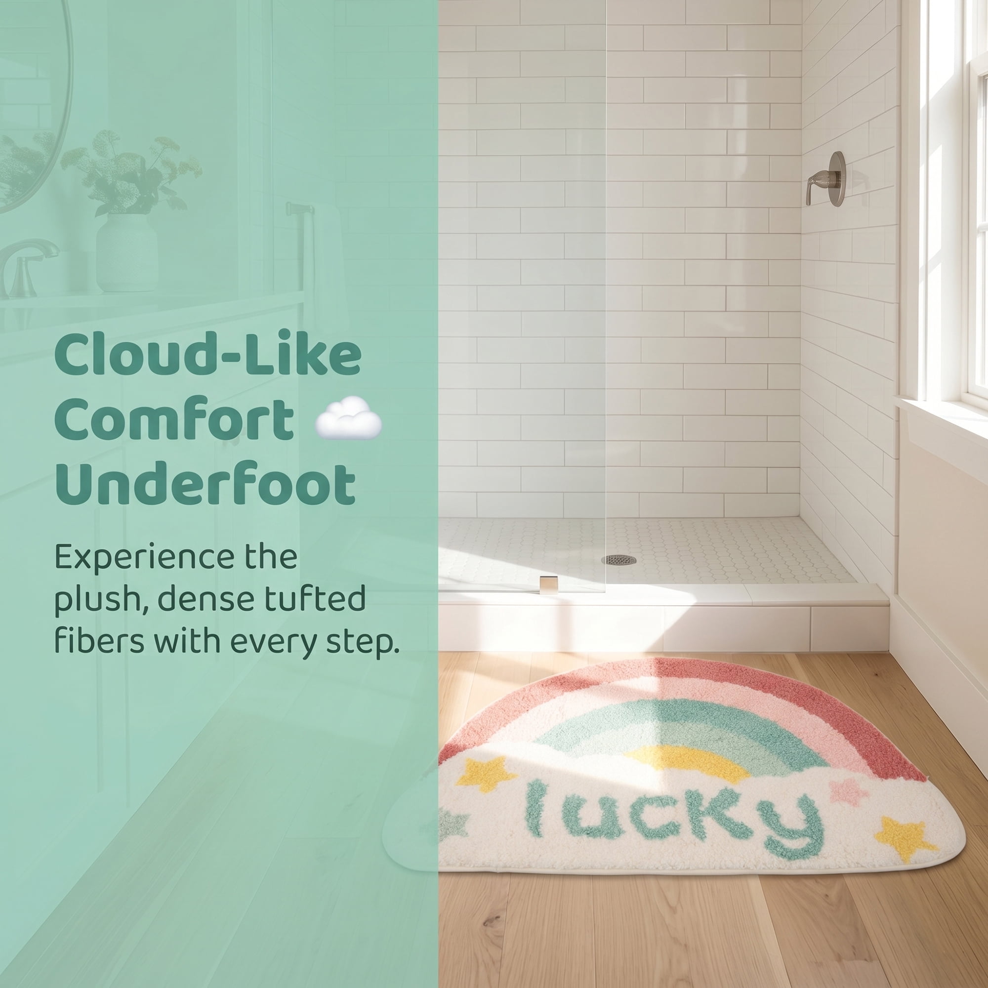 Unique Bargains Printed Rug Ultra Soft Absorbent Plush Bath Mat Rainbow Pattern 30" x 18"