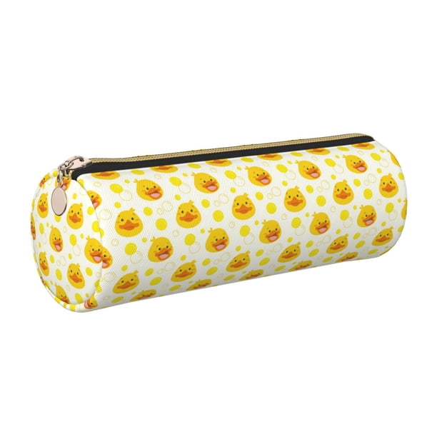 Disketp Ducky Cartoon Estuche Organizador de Lápices de Cuero, Estuche de Oficina con Cremallera para Bolígrafo y Lápiz