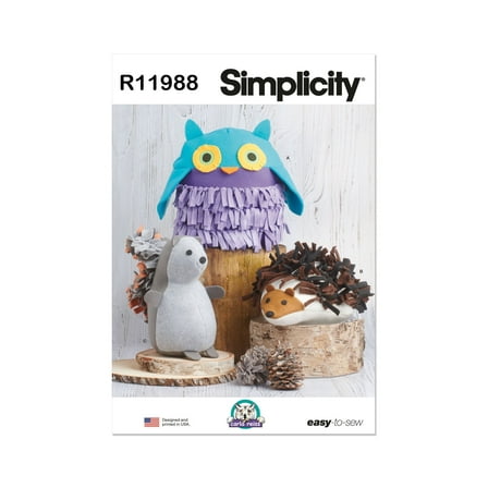 Simplicity Sewing Pattern R11981 (9877) - Plush Animals by Carla Reiss Design, Size: OS (One size)