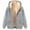 Gray, variant on VEKDONE Sherpa Lined Hoodie Jackets for Women Winter Full Zipper Thick Coats Fleece Cozy Warm Hooded Jacket Fashion Letter Print Outerwear with Pocket