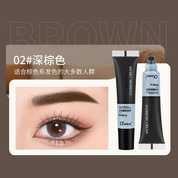 Erna Semi Permanent Professional Henna Eyebrow Hair Dye 15 Minute Fast Easy Dye Hair Dye Eyebrow Hair Dye Cosmetics Gel Eyelash Set,Dark brown,A