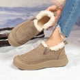 thumbnail image 3 of Rokment Womens Winter Snow Boots with Fleece Lined Wide Width Cold Weather Fashion Warm Suede Fuzzy Slip on Platform Flat Low Heel Ankle Booties Khaki Size 6.5, 3 of 7