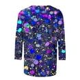 thumbnail image 4 of Sequins 3/4 Sleeve T Shirt for Women Plus Size Fashion Tops Dressy Casual Crewneck Tunic Tee Blouse, 4 of 5