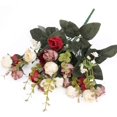 thumbnail image 4 of 21 Heads Silk Rose Bouquet Artificial Flowers Mini Rose for DIY Wedding Bouquets Centerpieces Bridal Shower Party Home Decorations,Pack of 4 （Rose Red）, 4 of 5