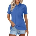 thumbnail image 2 of vigerkar 2025 Womens Golf Polo Shirts Collar Short Sleeve T Shirt Lightweight Moisture Wicking Polo Casual 3 Buttons Outfits Blue, L, 2 of 5