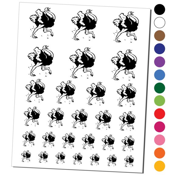 Running Ostrich Giant Bird Water Resistant Temporary Tattoo Set Fake Body Art Collection - Yellow