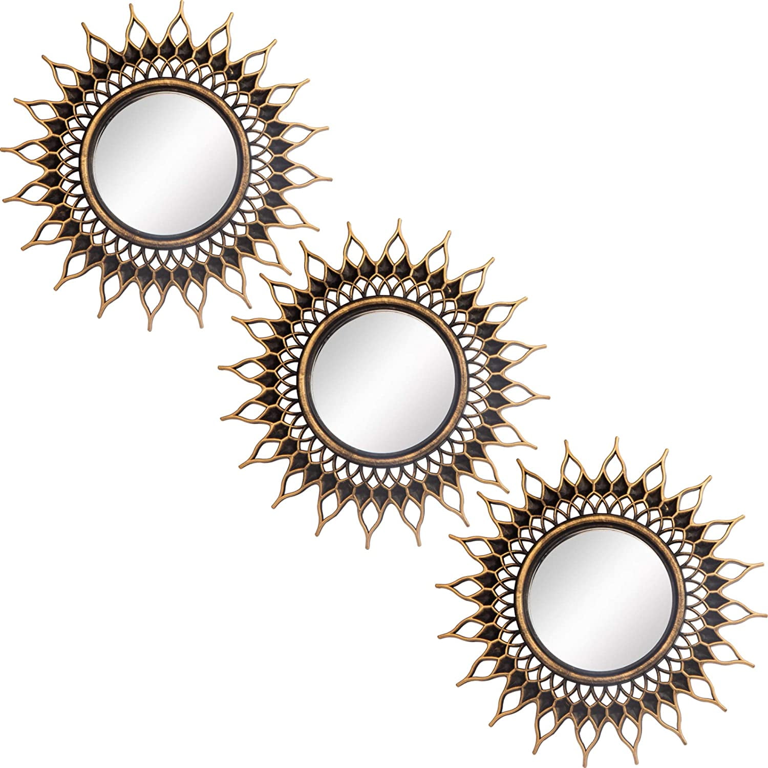 Set of 3 Gold Wall Decor Mirrors Great Wall Decor for Bedroom, Living