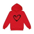 thumbnail image 3 of ZHOGXU Big Kids Girls Hoodies Long Sleeve Love Heart Print Fashionable Loose Fit Sweatshirt For Casual Daily Wear Red 10-11 Years, 3 of 3