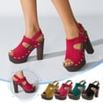 thumbnail image 1 of MKLEKYY Sandalias de Playa para Mujer, de Tacón Alto, para Verano, Informales, para Salir, Vacaciones, Fiestas, Citas Nocturnas, Con Punta Abierta, Elegantes, Cómodas, Con Diseño de Hebilla y Tiras., 1 of 4