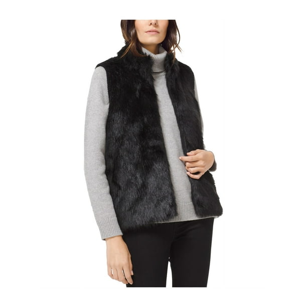 Michael Kors Womens Faux Fur Outerwear Vest black S Walmart