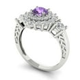 thumbnail image 2 of Halo Engagement Ring for Women - 1.4ct Simulated Alexandrite in 14K White Gold Promise Ring, 2 of 6